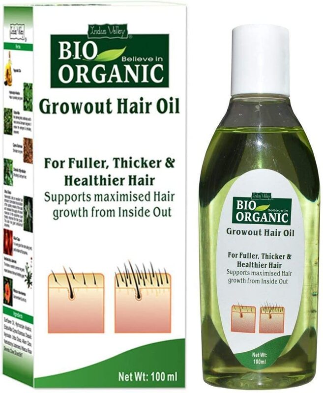 Indus Valley 100% Organic Halal Certified Growout Hair Oil for Growth of Hair Reduce Hair Fall, 100ml
