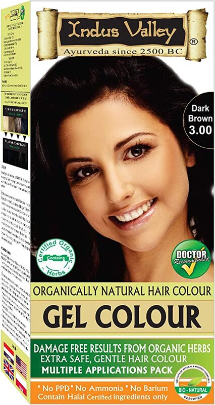 Indus Valley Natural Organic Damage Free Gel Hair Colour for Grey Coverage Hair, Dark Brown