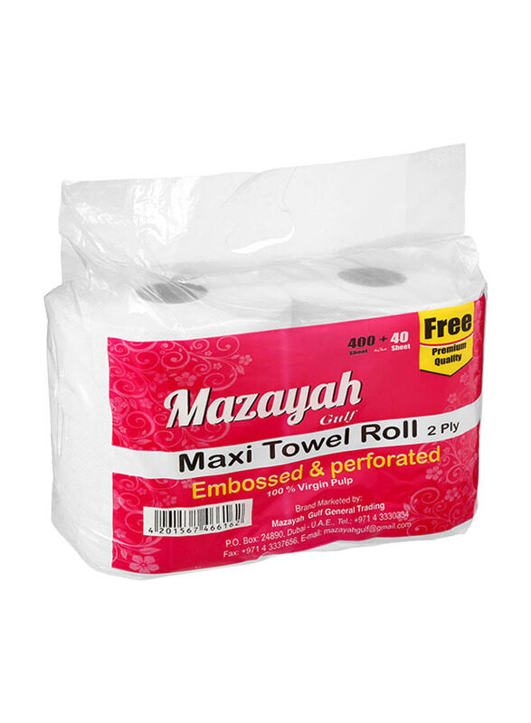 

Mazayah Maxi Towell Roll Twin Pack, 750gms, 400 + 40 Sheets