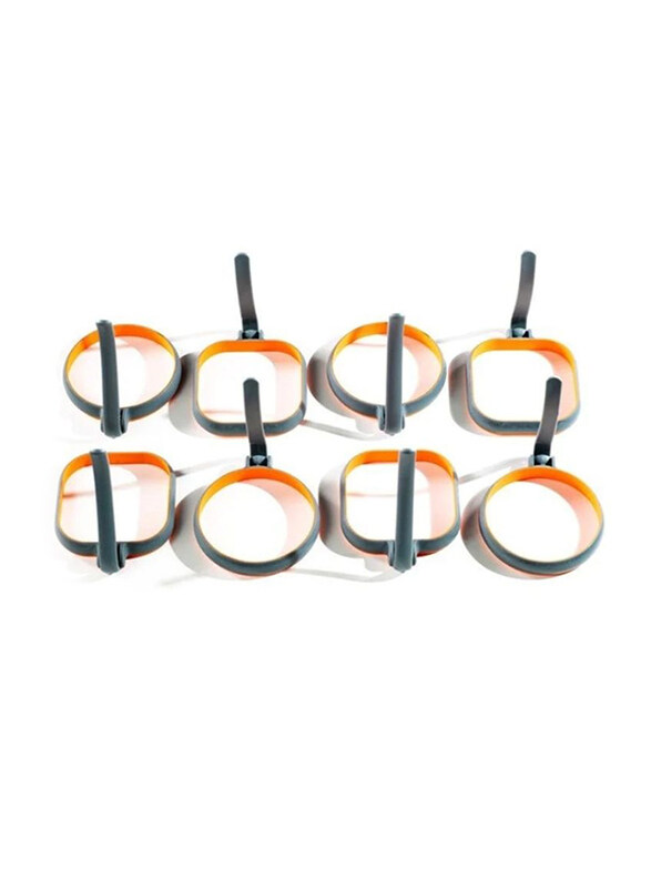 

Blackstone 8-Piece Silicone 4 Round and 4 Square Egg Rings, Orange/Grey