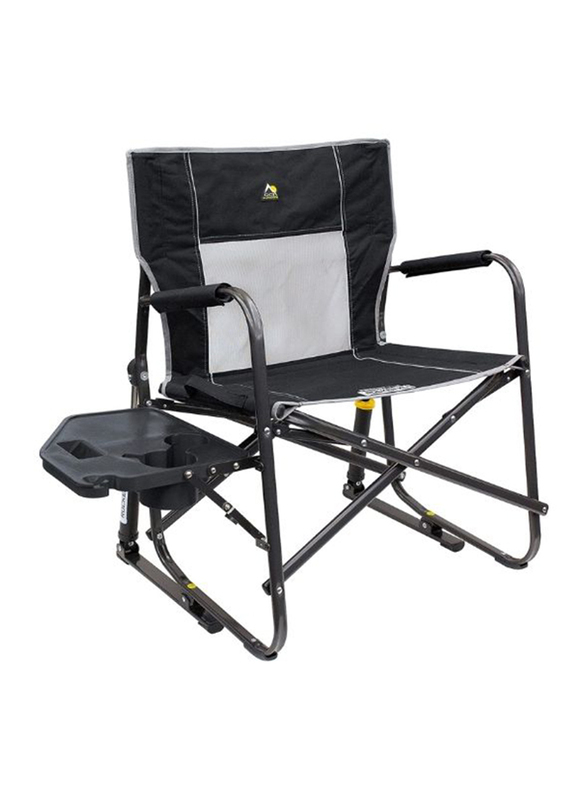 Gci Outdoor Rocker Folding Chair with Side Table, Black