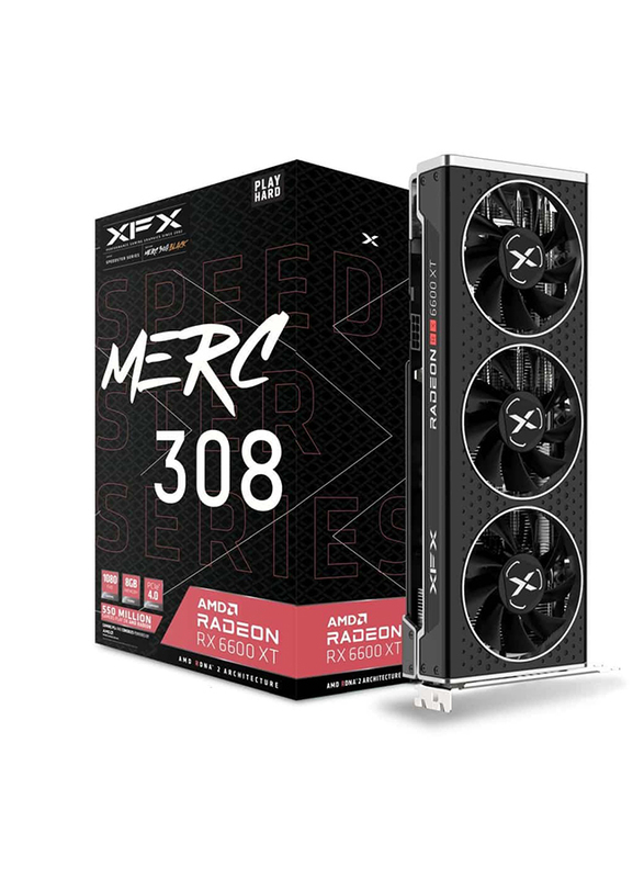 XFX 8GB GDDR6 Speedster MERC 308 AMD Radeon RX 6600 XT AMD RDNA 2 Gaming Graphic Card, RX-66XT8TBDQ, Black