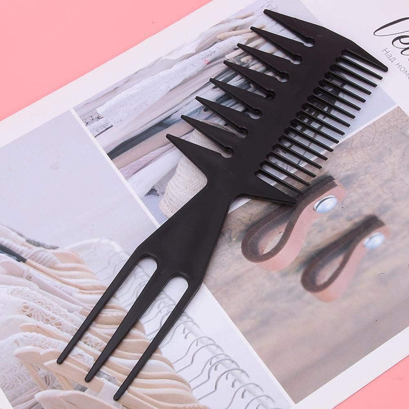 Double Side Tail Styling Hair Combs with Afro Pick Barber Wide Tooth, Black