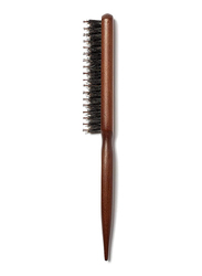 Nylon Teasing Bristle Hair Brush with Rat Tail Pick for Hair Sectioning, Brown