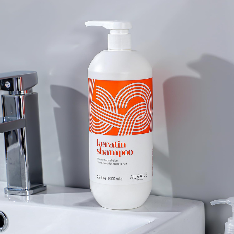 Aurane Pro Keratin Shampoo Professional Hair Care for Dry, Damaged, Frizzy Hair, 1000ml