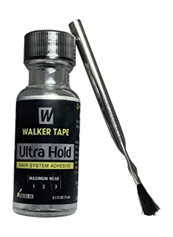 Walker Tape Ultra Hold Hair System Adhesive Bottle with Brush for Wigs, 4.5 fl oz