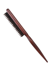 Nylon Teasing Bristle Hair Brush with Rat Tail Pick for Hair Sectioning, Brown