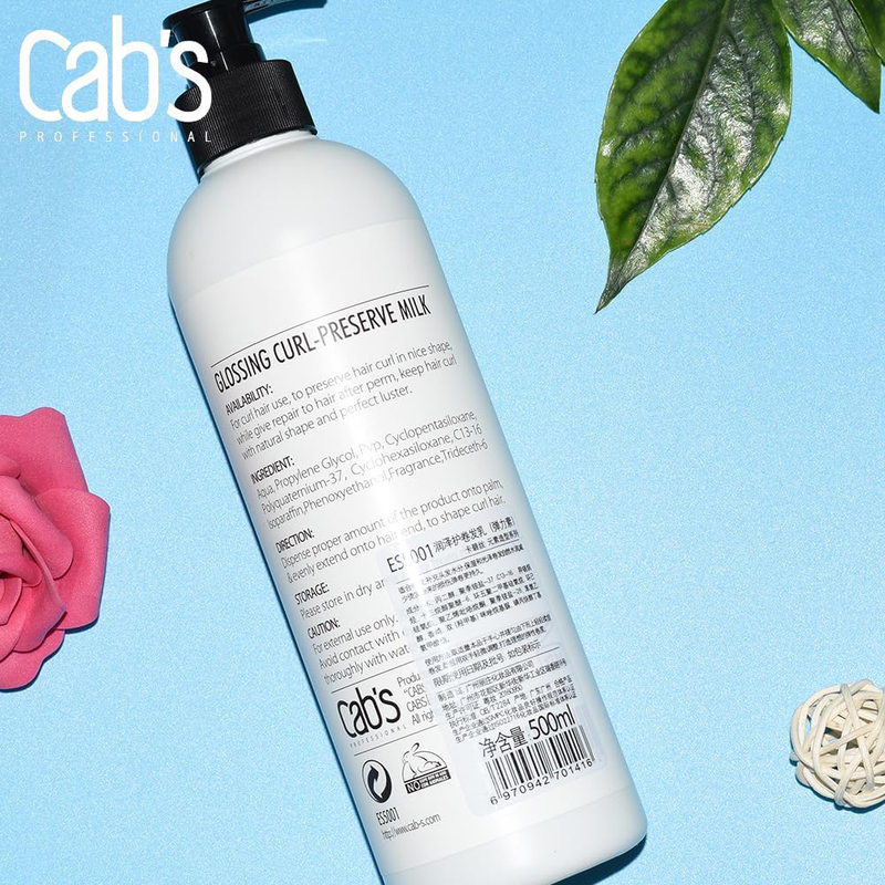 Cab's Professional Glossing Curl Preserve Milk Long Lasting Shine and Definition, 500ml