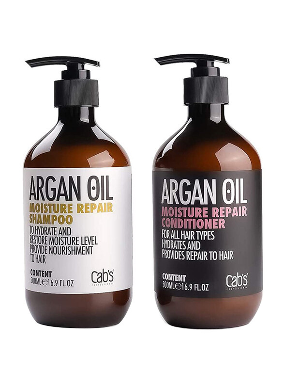 

Cab's Argan Oil Moisture Repair Shampoo and Conditioner Set Sulphate Free Good for Damage Hair, 2 x 500ml