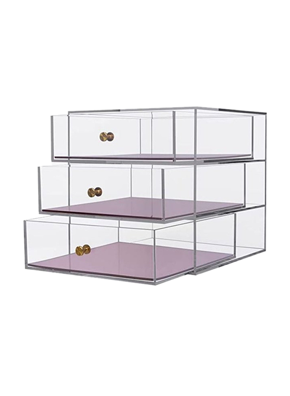 Creative Planet Acrylic 3 Level Storage Organization Drawers, XL, Rose Gold