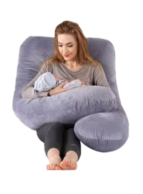 Creative Planet U Shaped Pregnancy Pillow with Cooling Cover, Grey