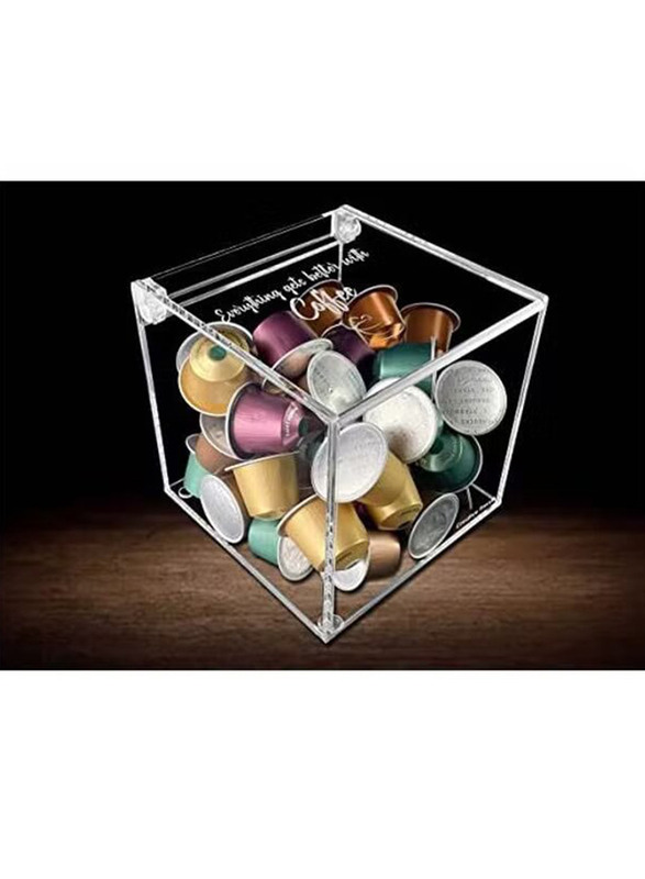 Creative Planet Life Begins After Coffee Nespresso Acrylic Pods Holder, Clear