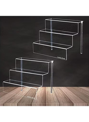 Creative Planet 3 Steps Acrylic Display Riser Shelf, Clear