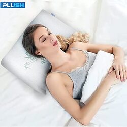 وسادة نوم قطيفة للجانب والظهر لتخفيف آلام الرقبة والكتف - وسادة سرير من الإسفنج الذاكرة للنوم - حشوة قابلة للتعديل بنسبة 100٪ - جراب قابل للغسل بحجم كوين (نصف قمر)