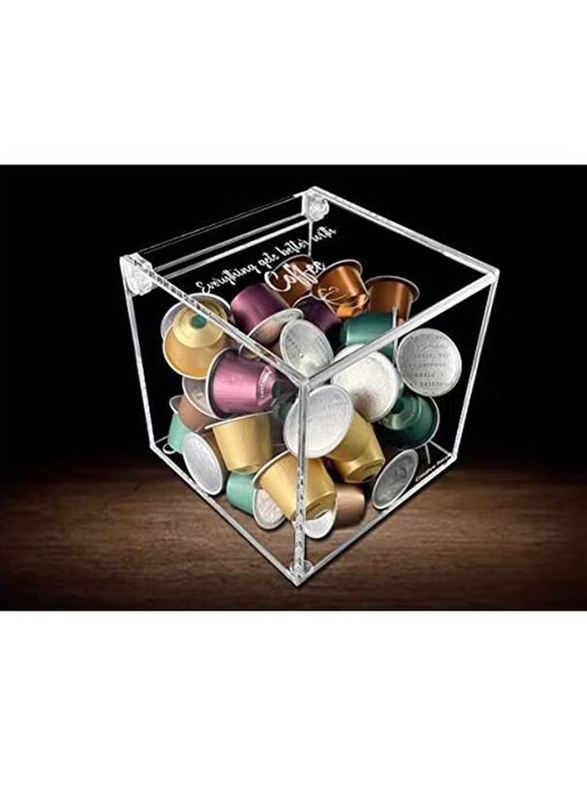 Creative Planet Everything Gets Better with Coffee Acrylic Nespresso Coffee Pods Holder, Clear
