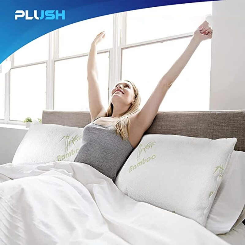 وسادة قطيفة لكامل الجسم للبالغين - غطاء بامبو بسحاب قابل للإزالة يسمح بمرور الهواء ومبرد للجسم وسادة طويلة للنوم الجانبي