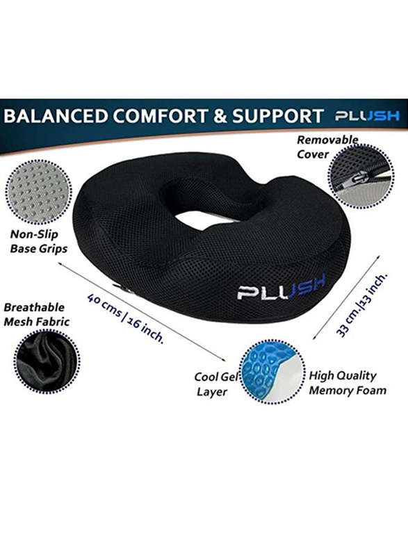 Creative Planet Donut Gel Lumbar Support Pillow, Black