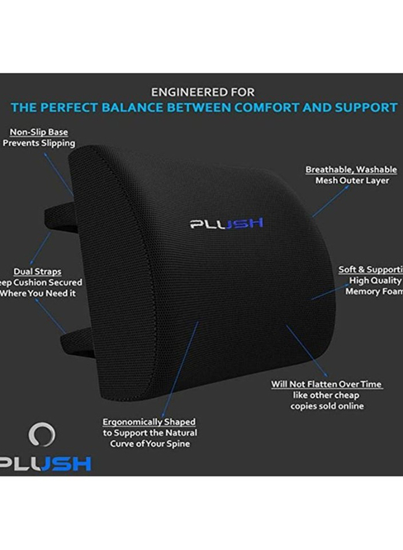 Creative Planet Gel Infused Lumbar Support Pillow, Black
