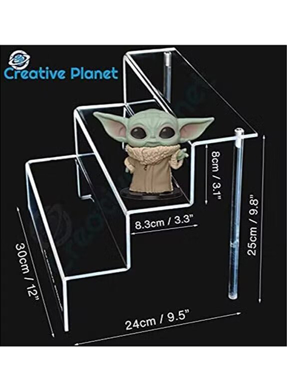 Creative Planet 3 Steps Acrylic Display Riser Shelf, Clear