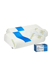Creative Planet Plush Basic Wave Soft Comfy Memory Foam Pillow, 2 Piece, White