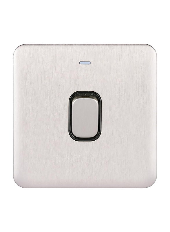 Schneider Electric 20A Lisse Screwless Deco Double Pole Single Light Switch, With Neon Indicator, Multicolour