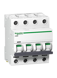 Schneider Electric Acti9 IC60H 4P 32A C Miniature Circuit Breaker, 440V, A9F54432, White