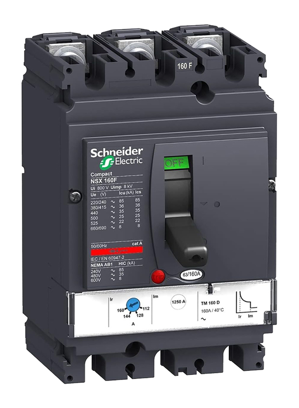 Schneider Electric LV430631 NSX160F TMD 125 A 3 Poles 3d Circuit Breaker Compact, Black