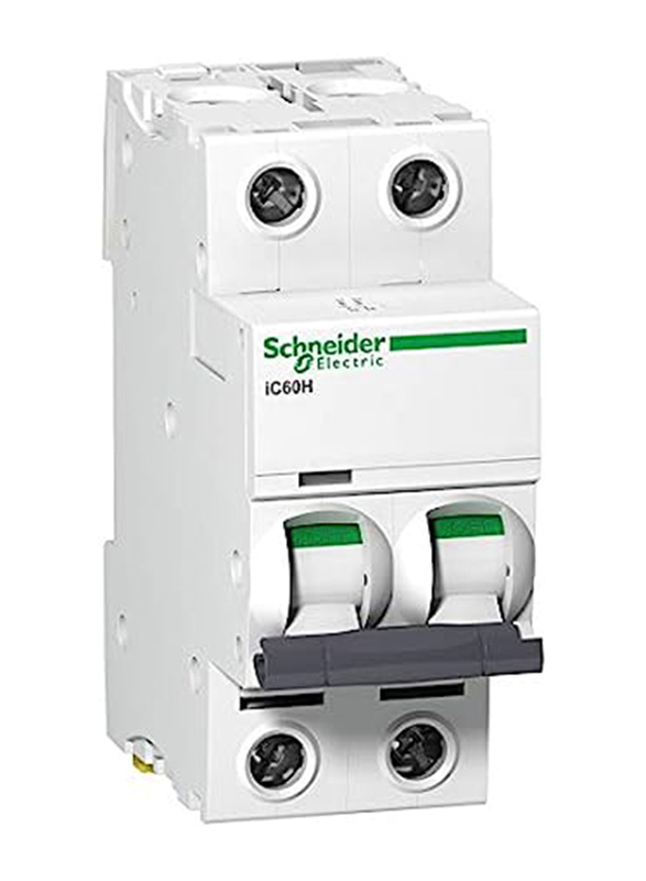 Schneider Electric Acti9 iC60H 2P 16 A C Miniature Circuit Breaker, 240V, White