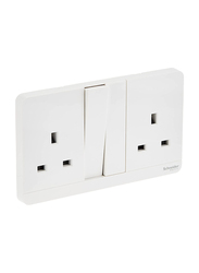 Schneider Electric E83T25 WE G12 AvatarOn White Double switched socket 13 A 230 V1 Gang, White