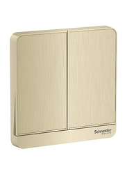 Schneider Electric 16A 250V Avatar On 2 Gang 1 Way 2 Switches, E8332L1_GH, Metal Gold Hairline