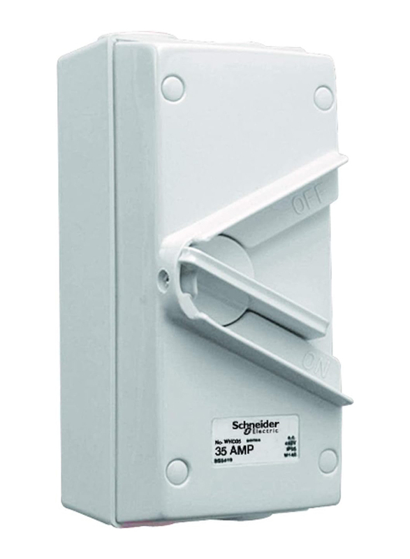 Schneider Electric 20A 440V Surface Mount Triple Pole Isolating Switch IP66 Weatherproof, White