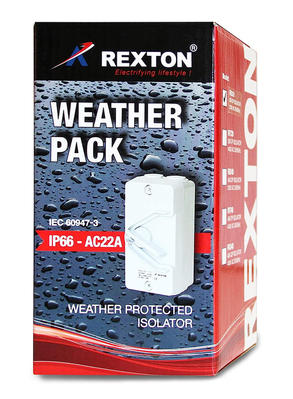 Rexton IS100 20A 1 Pole IP66 Wetherproof Isolator, White