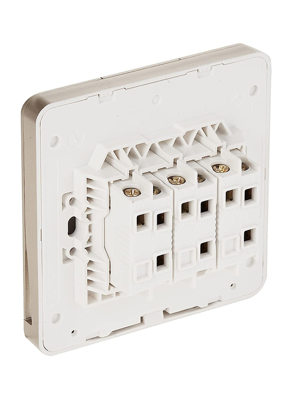 Schneider Electric E8333L2 WG Avatar On 2 Ways 3 Gang 16AX Plate Switch, Gold