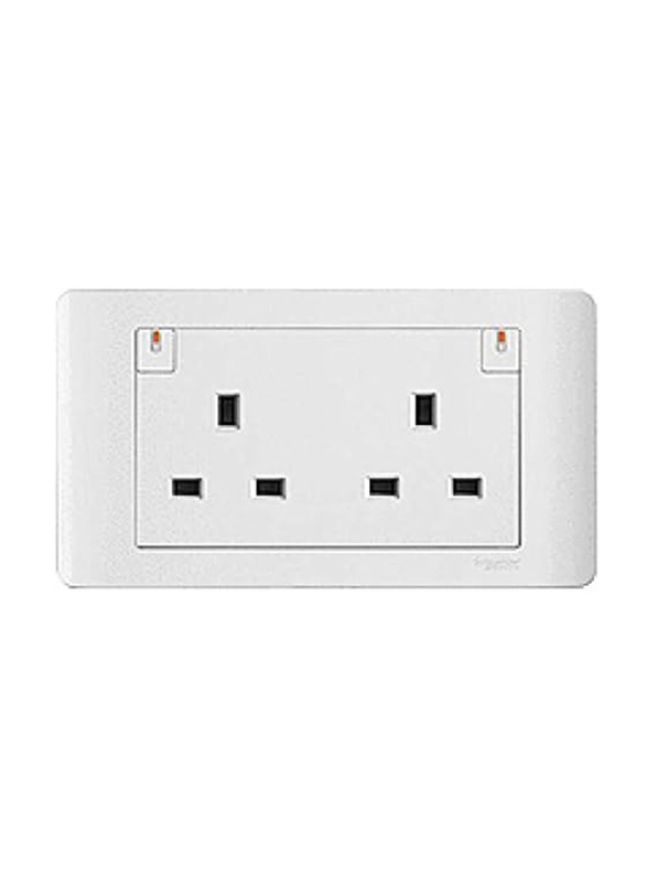 Schneider Electric Socket with On Indicator Zencelo Wiring Accessories, 13A, 2G, DP, E84T25D-WW, White