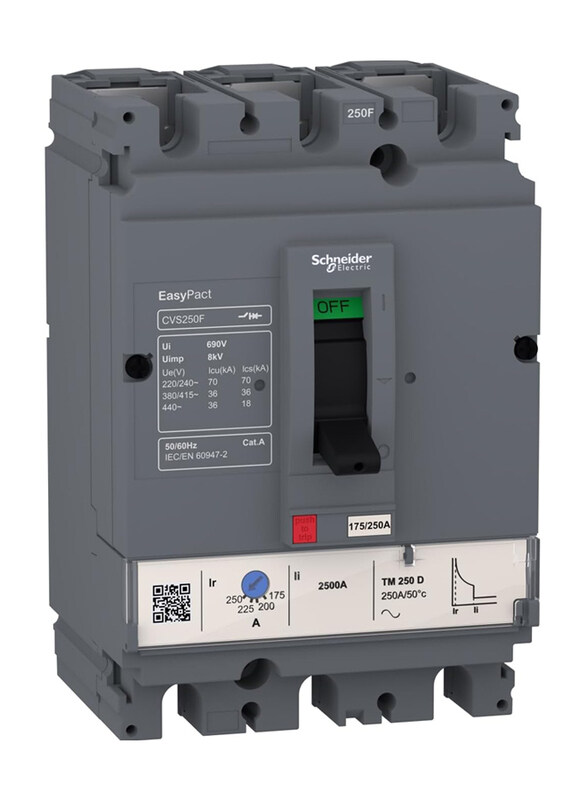 

Schneider Electric 3P/3d EasyPact CVS100F Circuit Breaker, LV510809, Grey