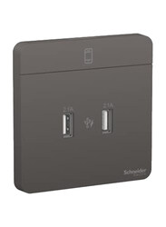 Schneider Electric 2.1A Avatar On 2 Usb Charger Socket, E8332USB_DG, Dark Grey