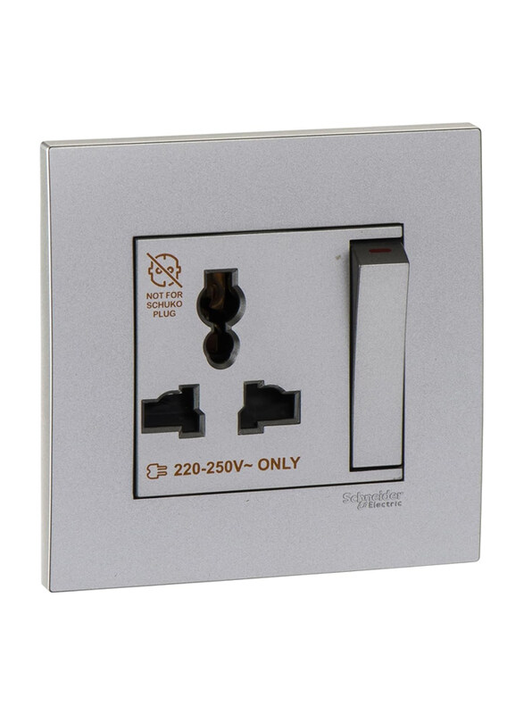 

Schneider Electric Vivace 1 Gang 3Pin 13A Dolly Switched Universal Socket Al, 250V, KB113LS_AS, Silver