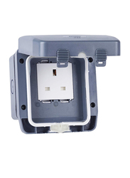 Schneider Electric 13A Exclusive Outdoor Unswitched Single Power Socket, Grey