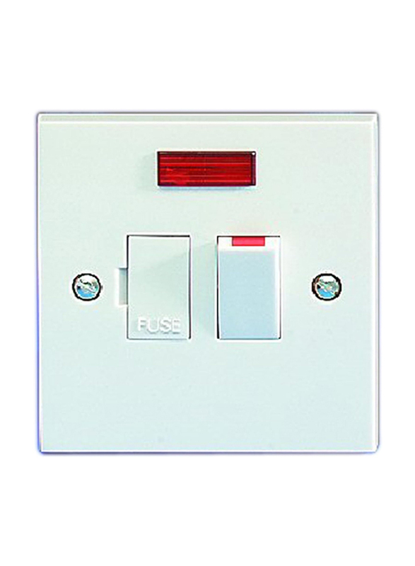 Schneider Electric Exclusive Fuse Connection Unit 1 Gang Switched With Spur Neon Indicator, White
