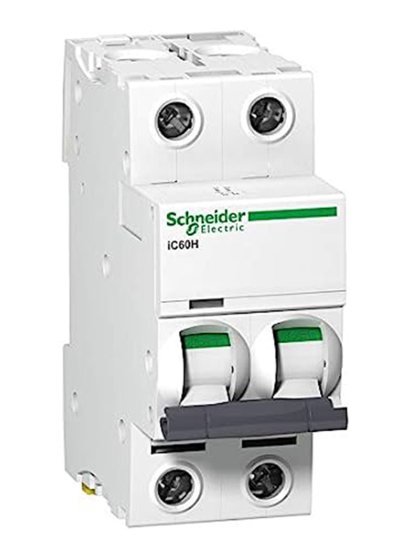 Schneider Electric Acti9 iC60H 2P 50 A C Miniature Circuit Breaker, 240V, White