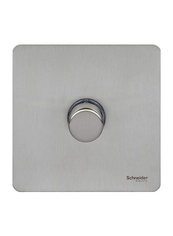 

Schneider Electric Ultimate Screwless Flat Plate Single Rotary 2 Way Dimmer Light Switch, GU6412CSS, Silver