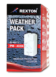 Rexton IS100 35A 2 Pole IP66 Weatherproof Isolator Switch, White