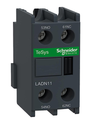 Schneider Electric TeSys D_ Auxiliary Contact Block, D, 1NO + 1NC Front Mounting, Screw Clamp Terminals, LADN11, Black