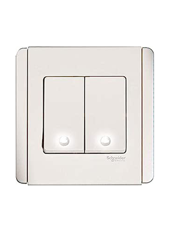 

Schneider Electric 20A 2 Gang 1 Way with White Florescent Switches E3000, E3032V1/20 FWWW, White