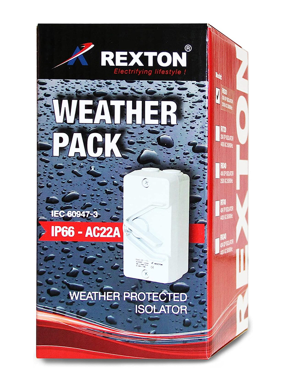 

Rexton IS300 IP66 Weatherproof Isolator, R25533-20, Grey