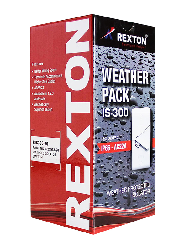 Rexton IS300 IP66 Weatherproof Isolator, R25533-35, Grey