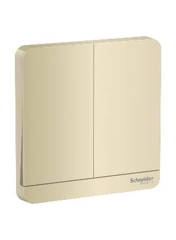 Schneider Electric Avatar On 2 Way Plate 2 Gang Switch, Gold