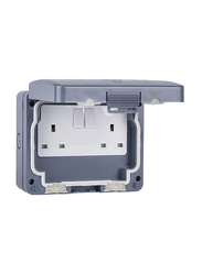 Schneider Electric Exclusive Weatherproof Switched Double Outdoor Power Socket, 240 V, GWPIU3020, Grey