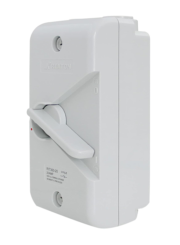 Rexton IS300 35A 4 Pole IP66 Weatherproof Isolator Switch, White