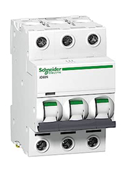 Schneider Electric Breaker Acti9 iC60_ Acti9 iC60N 3P 6A C Miniature Circuit Breaker, A9F44306, White